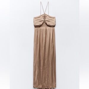 Wrinkle Look Satin Effect Dress ZARA Size Small